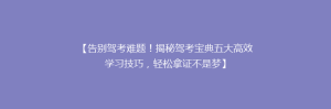 【告别驾考难题!揭秘驾考宝典五大高效学习技巧,轻松拿证不是梦】