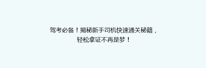 驾考必备！揭秘新手司机快速通关秘籍，轻松拿证不再是梦！
