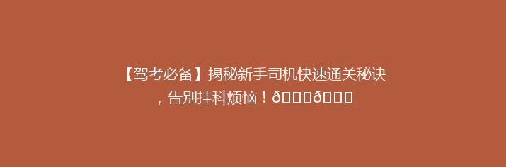 【驾考必备】揭秘新手司机快速通关秘诀，告别挂科烦恼！🚗🎓