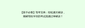 【新手必看】驾考宝典:轻松通关秘诀,揭秘驾校学员的考试高通过率秘诀!