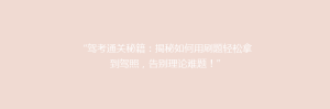 “驾考通关秘籍：揭秘如何用刷题轻松拿到驾照，告别理论难题！”