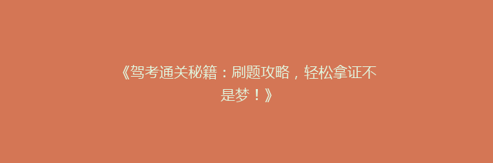 《驾考通关秘籍：刷题攻略，轻松拿证不是梦！》