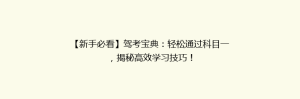【新手必看】驾考宝典:轻松通过科目一,揭秘高效学习技巧!