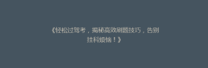 《轻松过驾考，揭秘高效刷题技巧，告别挂科烦恼！》