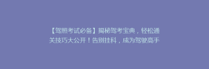 【驾照考试必备】揭秘驾考宝典，轻松通关技巧大公开！告别挂科，成为驾驶高手！