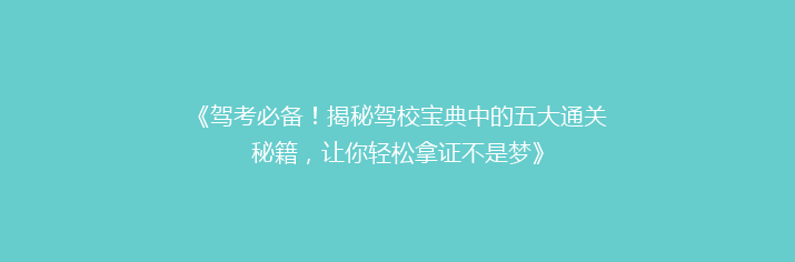 《驾考必备！揭秘驾校宝典中的五大通关秘籍，让你轻松拿证不是梦》