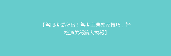 【驾照考试必备！驾考宝典独家技巧，轻松通关秘籍大揭秘】
