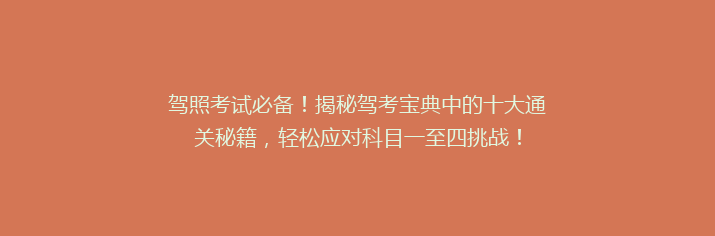 驾照考试必备！揭秘驾考宝典中的十大通关秘籍，轻松应对科目一至四挑战！
