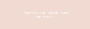 “驾照考试必过秘籍:刷题攻略,轻松通关秘诀大揭秘!”
