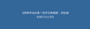 《驾照考试必看！驾考宝典揭秘，轻松通关技巧大公开》