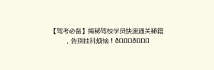 【驾考必备】揭秘驾校学员快速通关秘籍,告别挂科烦恼!🚗🎓