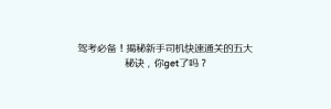 驾考必备!揭秘新手司机快速通关的五大秘诀,你get了吗?