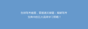 告别驾考难题,掌握通关秘籍:揭秘驾考宝典中的五大高效学习策略!