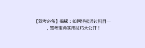 【驾考必备】揭秘：如何轻松通过科目一，驾考宝典实用技巧大公开！