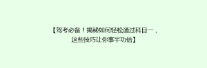 【驾考必备!揭秘如何轻松通过科目一,这些技巧让你事半功倍】