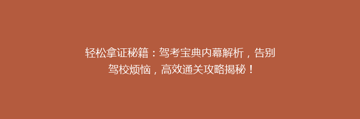 轻松拿证秘籍：驾考宝典内幕解析，告别驾校烦恼，高效通关攻略揭秘！
