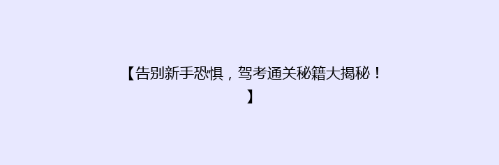 【告别新手恐惧，驾考通关秘籍大揭秘！】