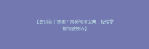 【告别新手焦虑!揭秘驾考宝典,轻松掌握驾驶技巧】
