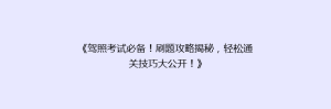 《驾照考试必备!刷题攻略揭秘,轻松通关技巧大公开!》