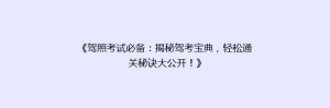《驾照考试必备:揭秘驾考宝典,轻松通关秘诀大公开!》