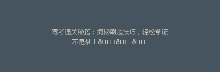驾考通关秘籍：揭秘刷题技巧，轻松拿证不是梦！🚗💨🎯