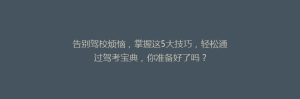 告别驾校烦恼,掌握这5大技巧,轻松通过驾考宝典,你准备好了吗?