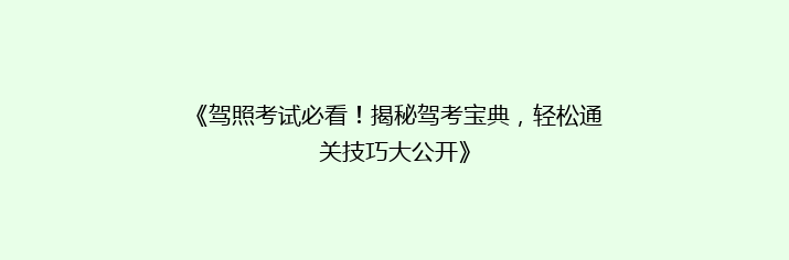 《驾照考试必看！揭秘驾考宝典，轻松通关技巧大公开》
