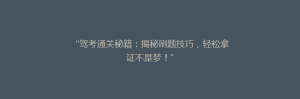 “驾考通关秘籍:揭秘刷题技巧,轻松拿证不是梦!”