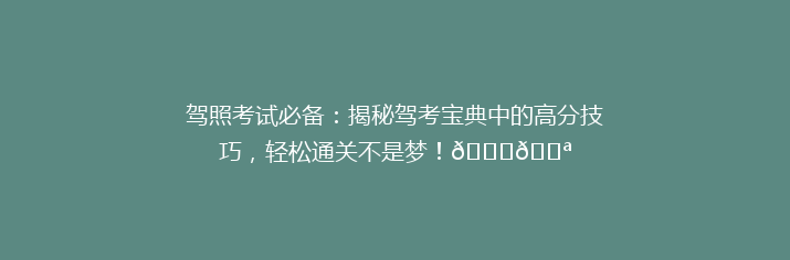 驾照考试必备：揭秘驾考宝典中的高分技巧，轻松通关不是梦！🚗💪