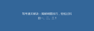 驾考通关秘诀:揭秘刷题技巧,轻松过科目一、二、三!
