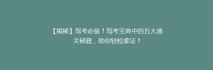 【揭秘】驾考必备!驾考宝典中的五大通关秘籍,助你轻松拿证!