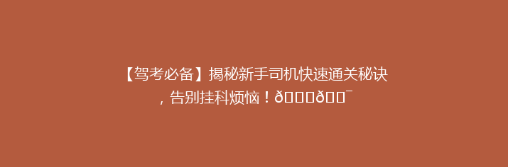 【驾考必备】揭秘新手司机快速通关秘诀，告别挂科烦恼！🚗🎯