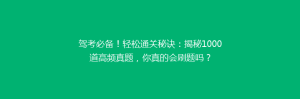 驾考必备!轻松通关秘诀:揭秘1000道高频真题,你真的会刷题吗?