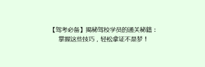 【驾考必备】揭秘驾校学员的通关秘籍:掌握这些技巧,轻松拿证不是梦!