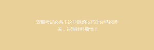 驾照考试必备!这些刷题技巧让你轻松通关,告别挂科烦恼!
