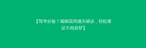 【驾考必备!揭秘高效通关秘诀,轻松拿证不再是梦】