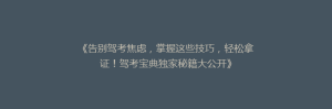 《告别驾考焦虑,掌握这些技巧,轻松拿证!驾考宝典独家秘籍大公开》