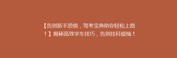 【告别新手恐惧，驾考宝典助你轻松上路！】揭秘高效学车技巧，告别挂科烦恼！