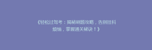 《轻松过驾考:揭秘刷题攻略,告别挂科烦恼,掌握通关秘诀!》