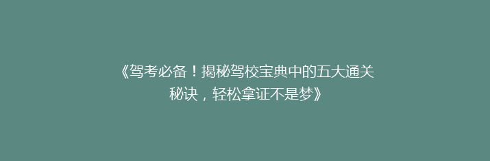 《驾考必备！揭秘驾校宝典中的五大通关秘诀，轻松拿证不是梦》