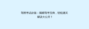 驾照考试必备:揭秘驾考宝典,轻松通关秘诀大公开!