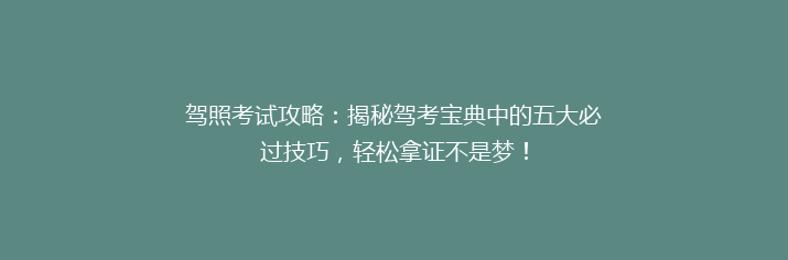驾照考试攻略：揭秘驾考宝典中的五大必过技巧，轻松拿证不是梦！