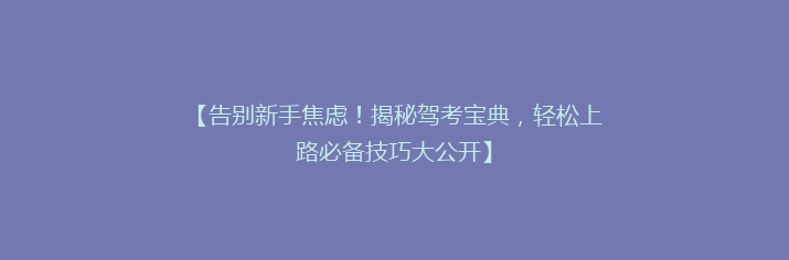 【告别新手焦虑！揭秘驾考宝典，轻松上路必备技巧大公开】