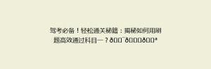 驾考必备!轻松通关秘籍:揭秘如何用刷题高效通过科目一?🎯📚💪