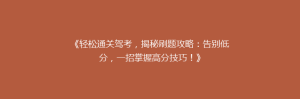 《轻松通关驾考,揭秘刷题攻略:告别低分,一招掌握高分技巧!》