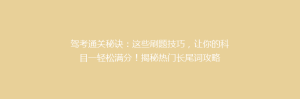 驾考通关秘诀:这些刷题技巧,让你的科目一轻松满分!揭秘热门长尾词攻略