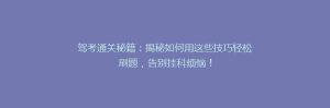 驾考通关秘籍:揭秘如何用这些技巧轻松刷题,告别挂科烦恼!