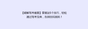 【破解驾考难题】掌握这5个技巧,轻松通过驾考宝典,告别挂科困扰!