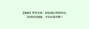 【揭秘】驾考宝典:轻松通过驾照考试,告别挂科烦恼,学员必备攻略!