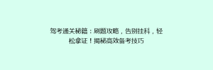 驾考通关秘籍:刷题攻略,告别挂科,轻松拿证!揭秘高效备考技巧